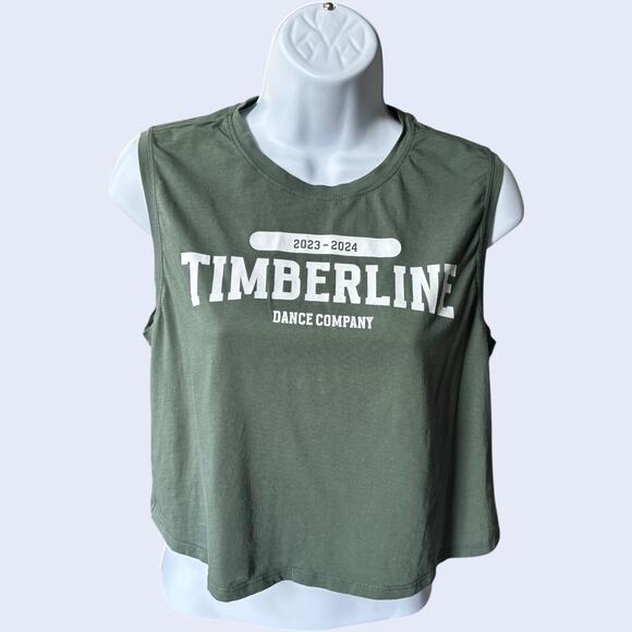 CRZ YOGA Pima Cotton Cropped Muscle Tank Green Graphic S - Picture 1 of 6